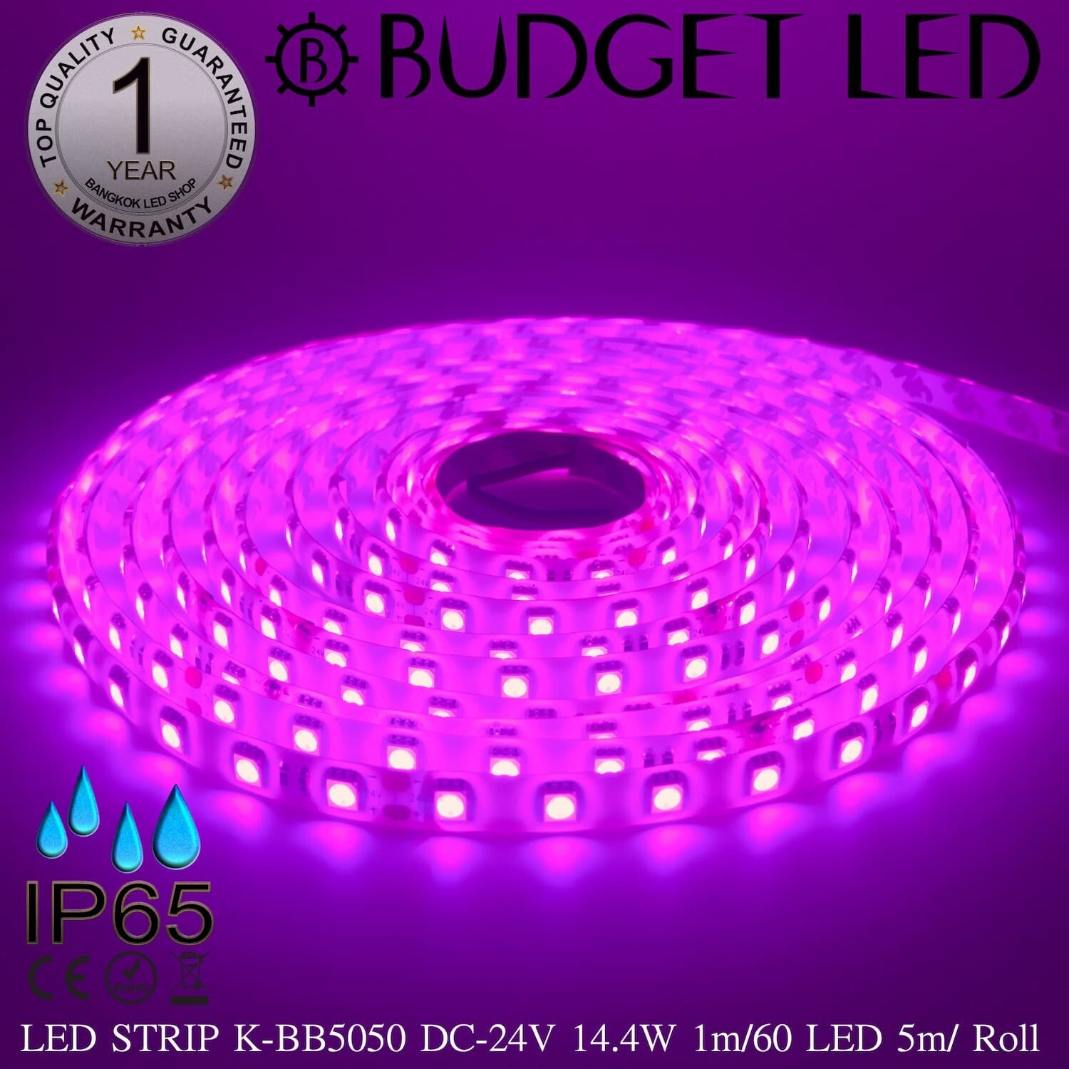 LED STRIP K-BB5050-PINK DC-24V IP65 BUDGET LED LED STRIP K-BB5050-PINK DC-24V IP65 BUDGET LED