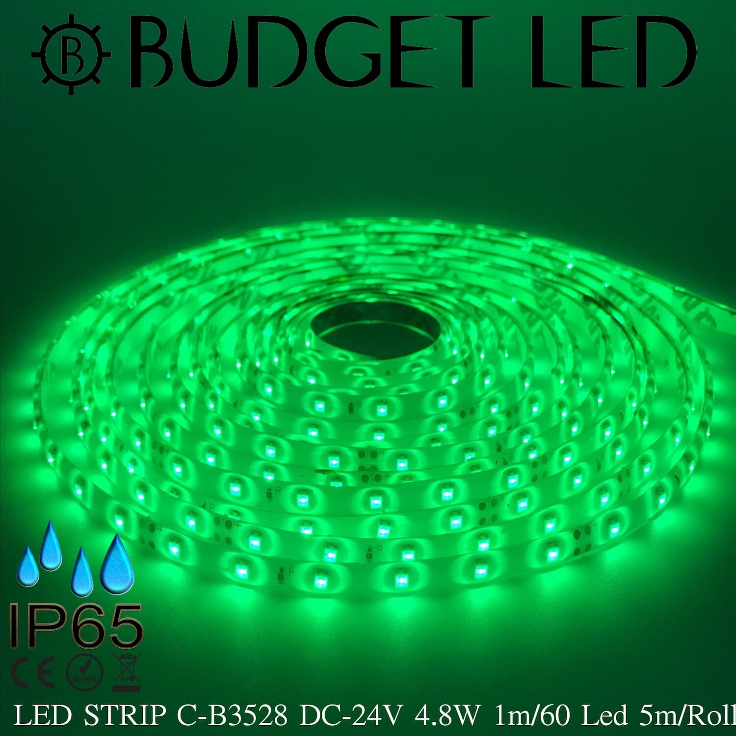 LED STRIP C-B3528-GREEN DC-24V 4.8W