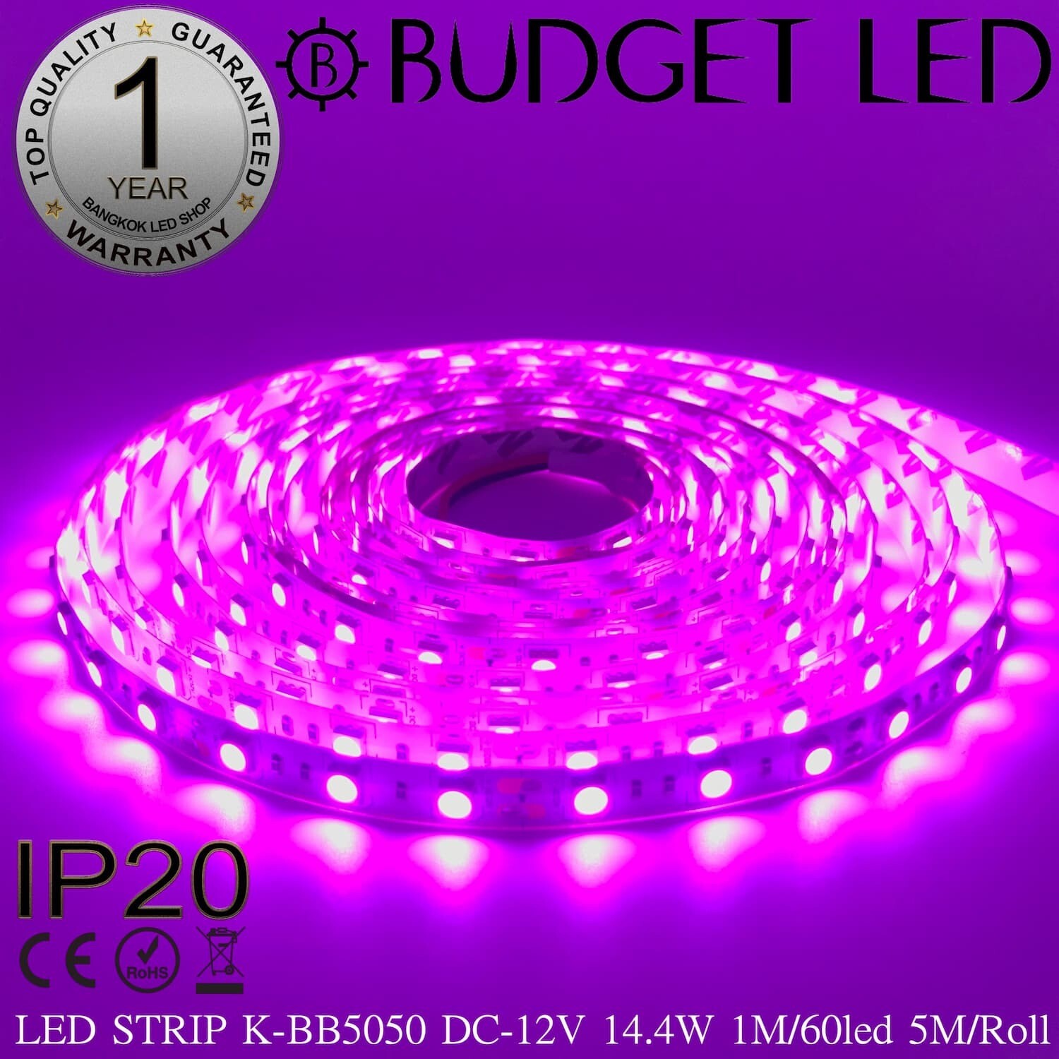 LED STRIP K-BB5050-PINK DC-12V IP20 BUDGET LED LED STRIP K-BB5050-PINK DC-12V IP20 BUDGET LED