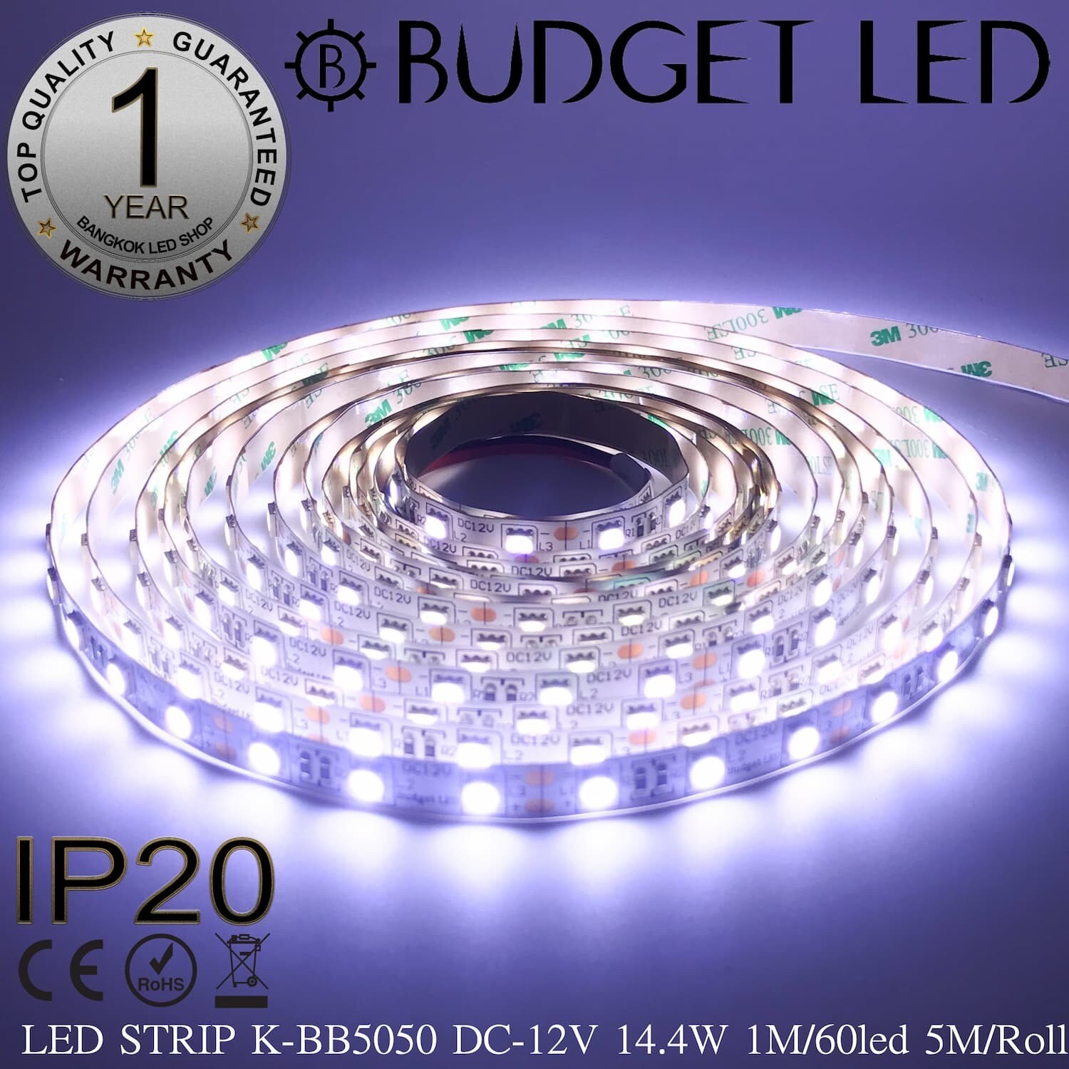 LED STRIP K-BB5050-15000K DC-12V IP20 BUDGET LED LED STRIP K-BB5050-15000K DC-12V IP20 BUDGET LED