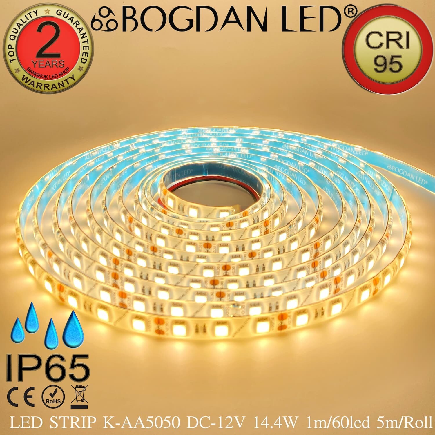 LED STRIP K-AA5050-60-3000K DC-12V IP65 BOGDAN LED LED STRIP K-AA5050-60-3000K DC-12V IP65 BOGDAN LED