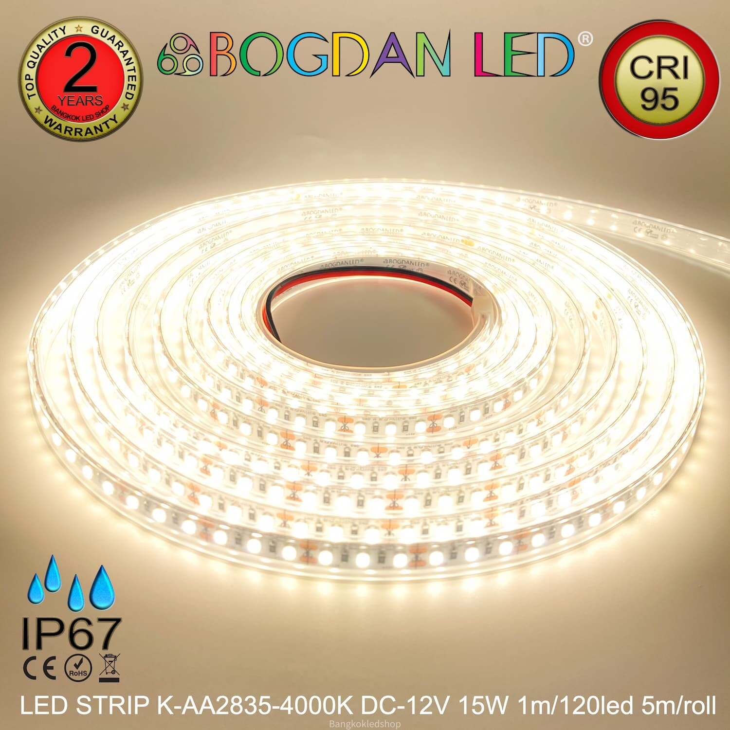 LED STRIP K-AA2835-120-4000K DC-12V IP67 BOGDAN LED LED STRIP K-AA2835-120-4000K DC-12V IP67 BOGDAN LED