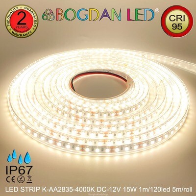 LED STRIP K-AA2835-120-4000K DC-12V IP67 BOGDAN LED