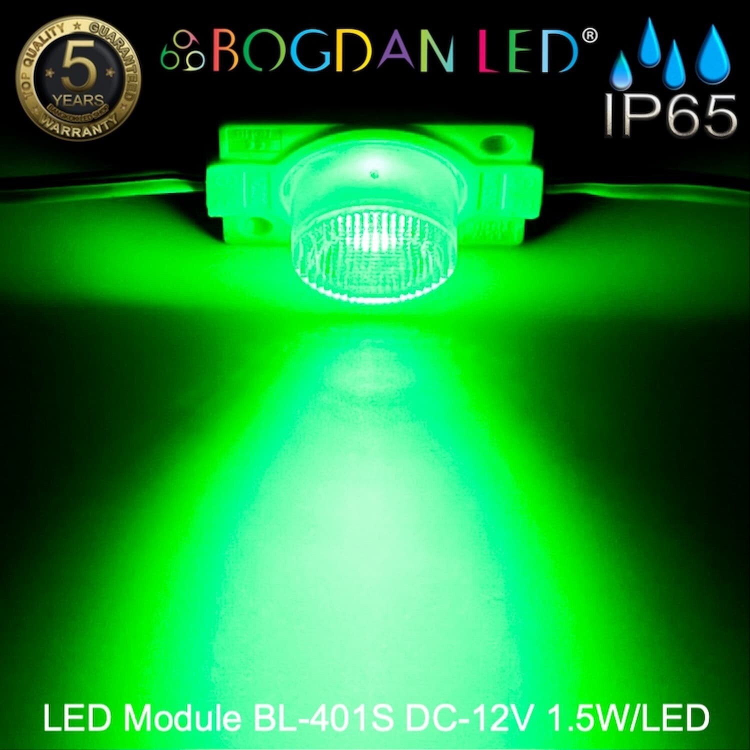 Led Module BL-401S-G  Green 12V 1.5W  have lenses
