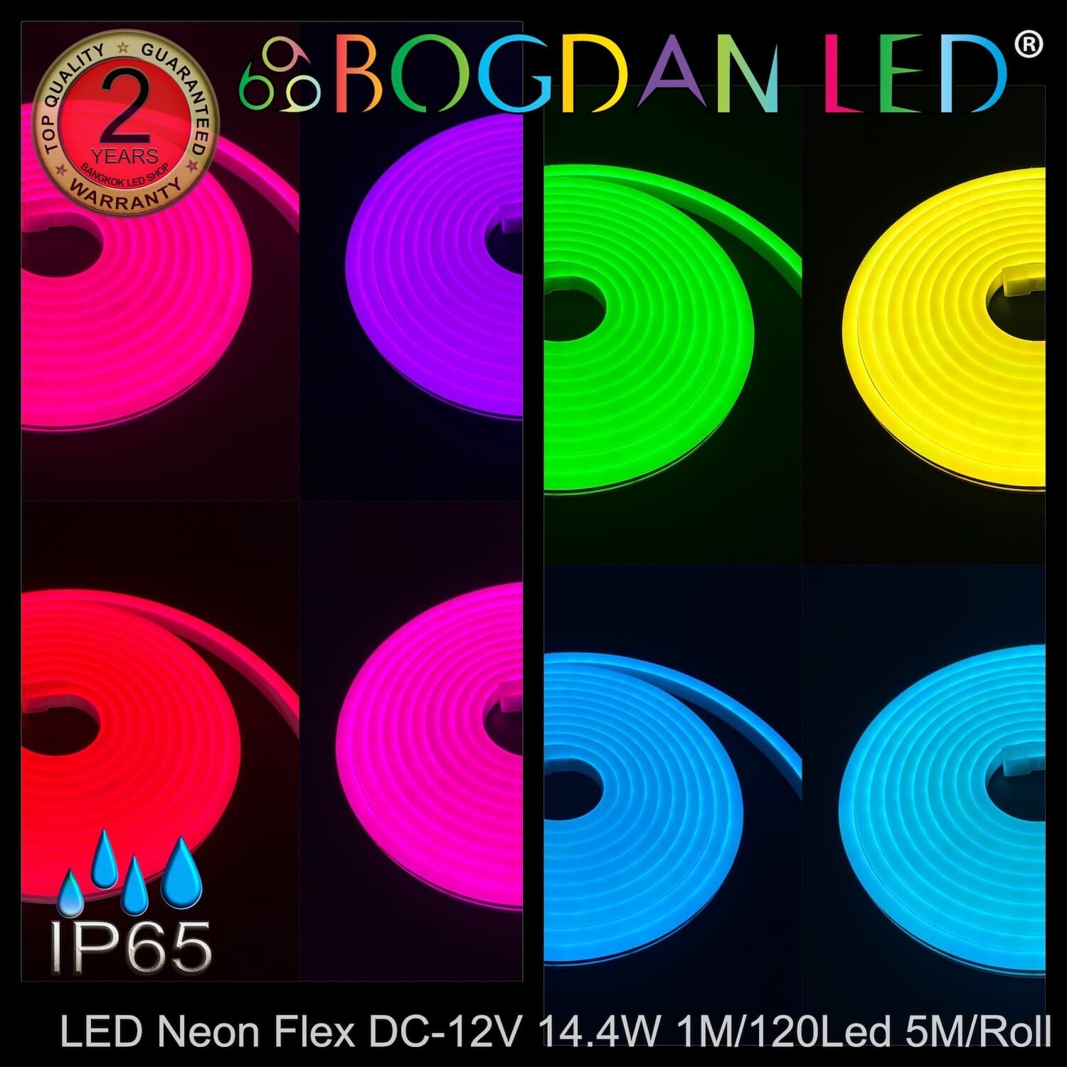 LED NEON FLEX 8x16mm RGB DC-12V 5M BOGDAN LED