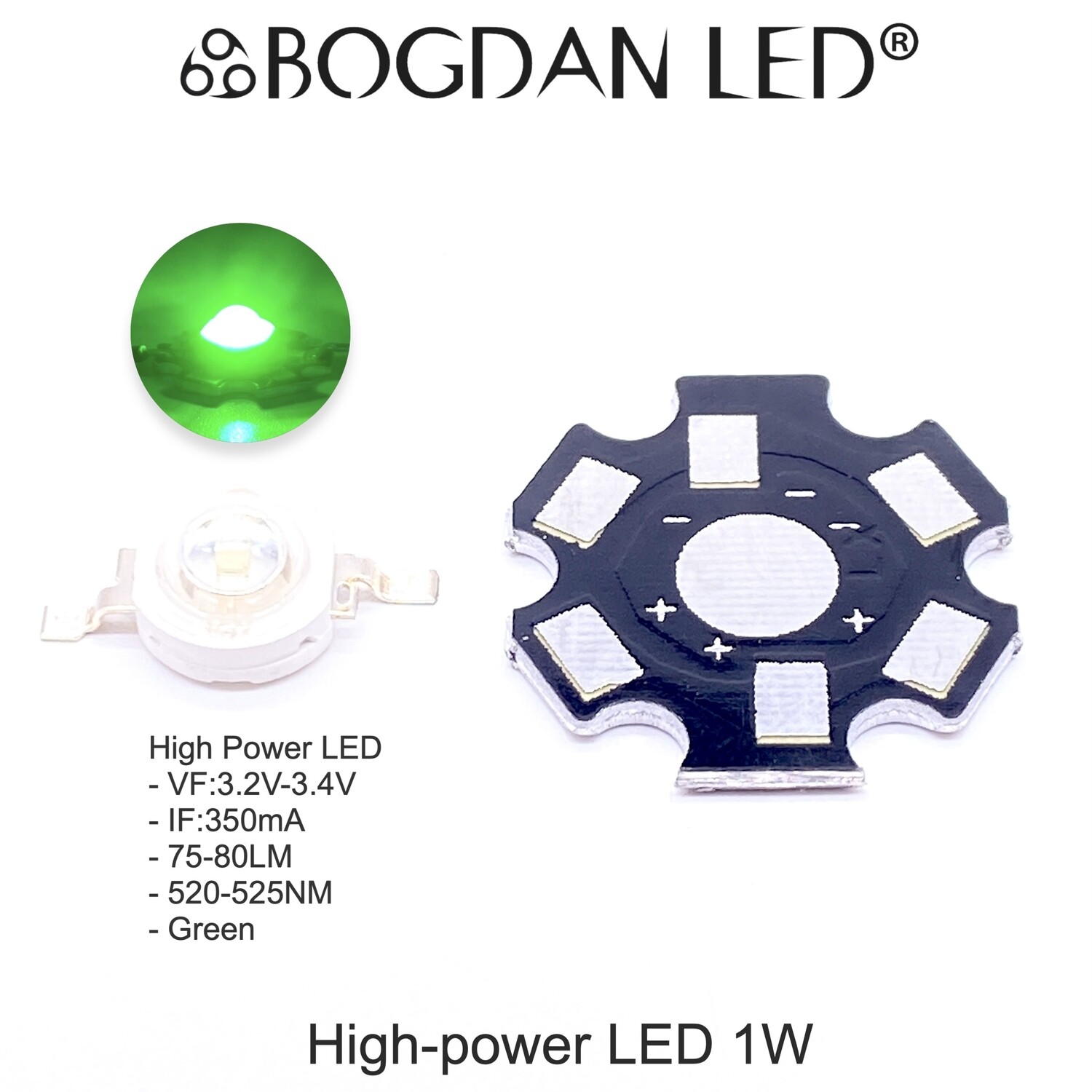 High Power LED 1W Green