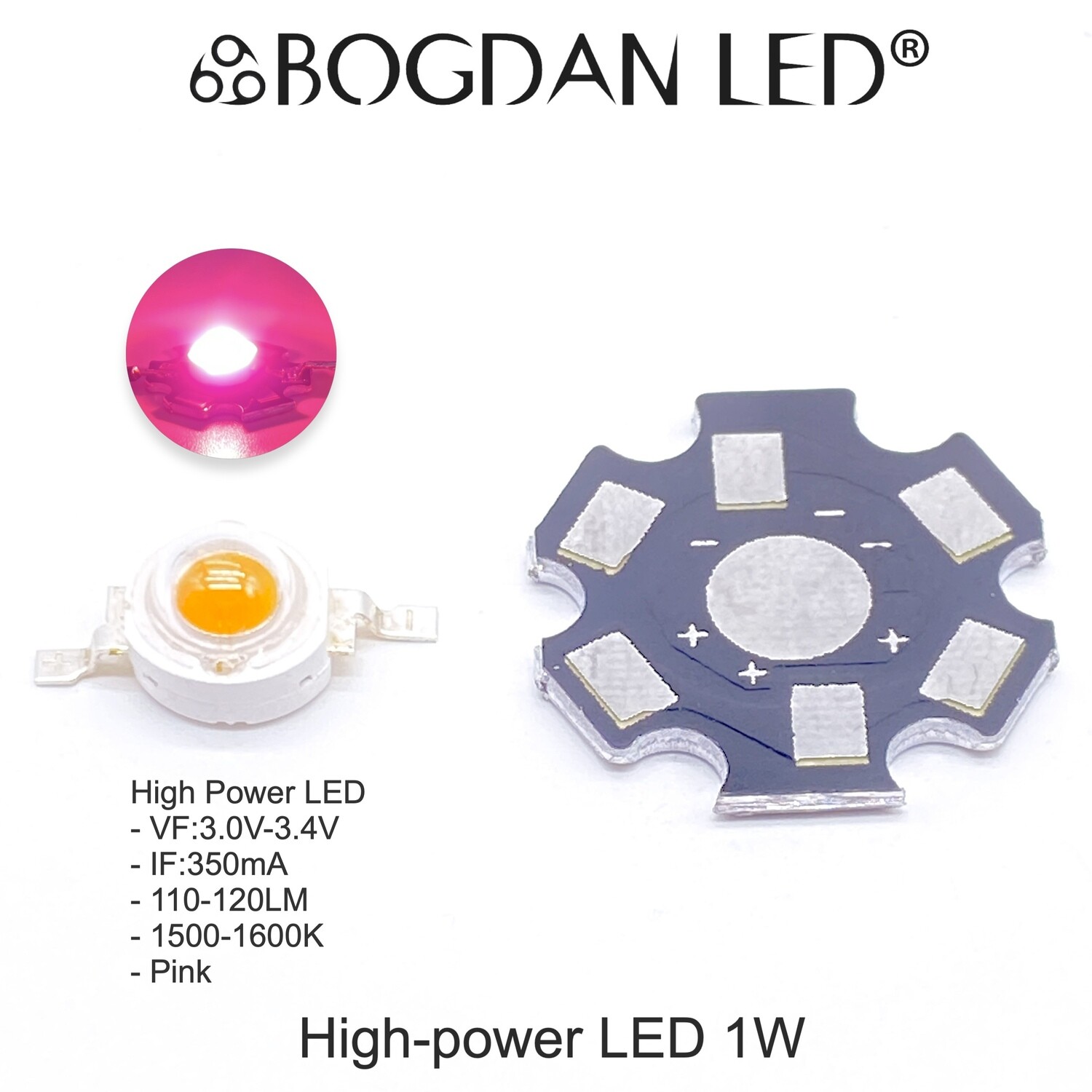 High Power LED 1W Pink