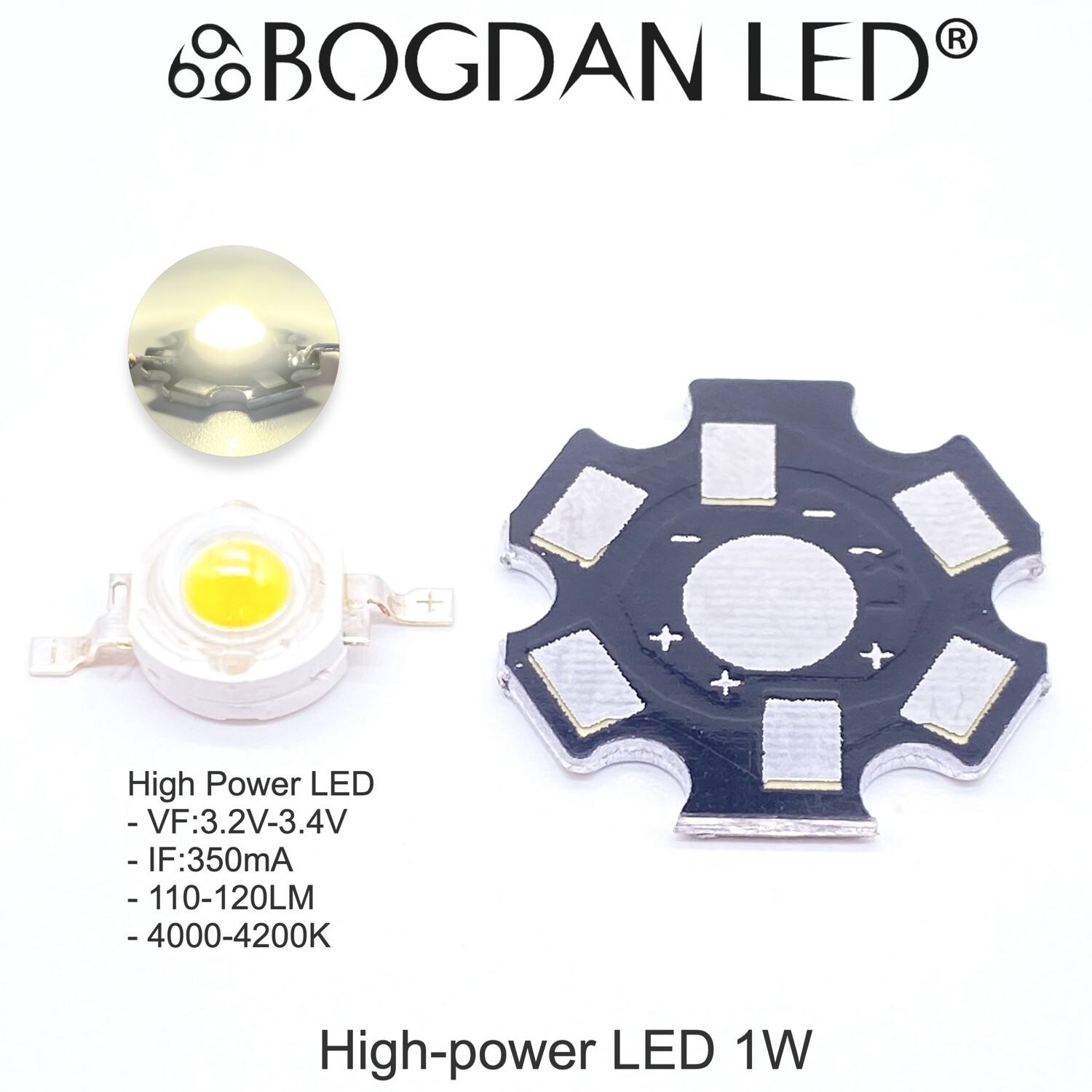 High Power LED 1W Natural White 4000-4200K