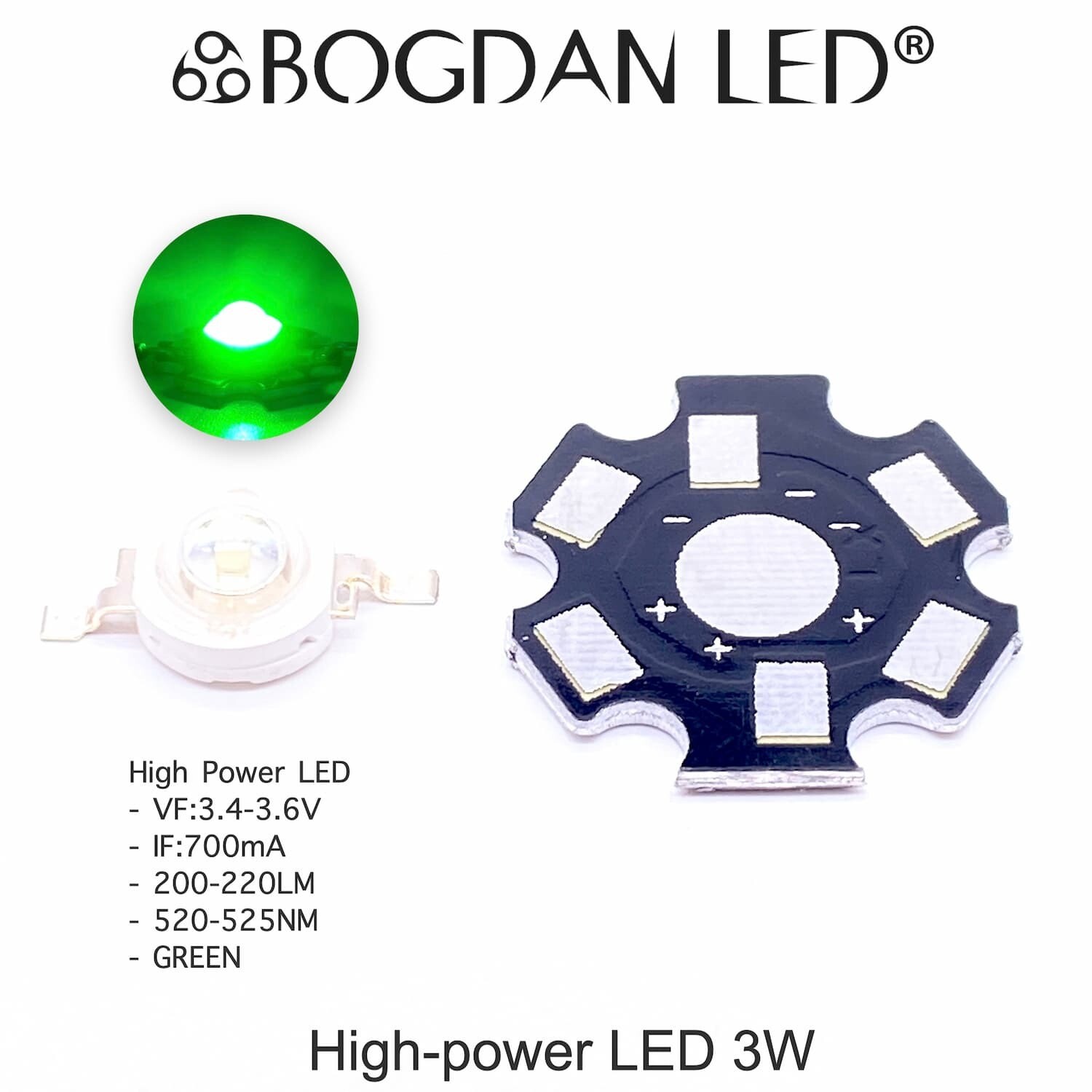 High Power LED 3W Green