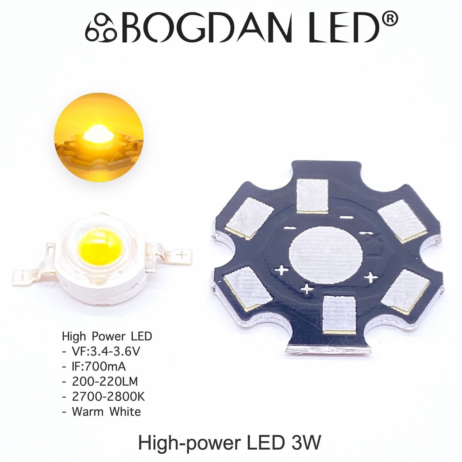 High Power LED 3W Warm White 2700-2800K High Power LED 3W Warm White 2700-2800K