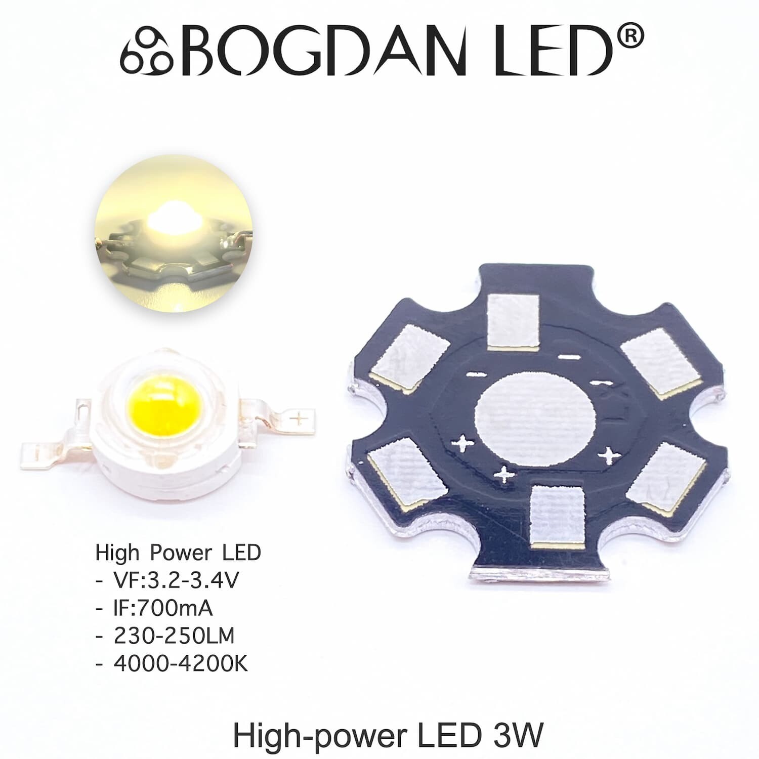 High Power LED 3W Natural White 4000-4200K High Power LED 3W Natural White 4000-4200K