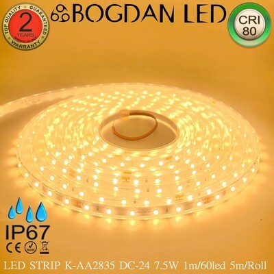 LED STRIP K-AA2835-60-2700K DC-24V IP67 BOGDAN LED