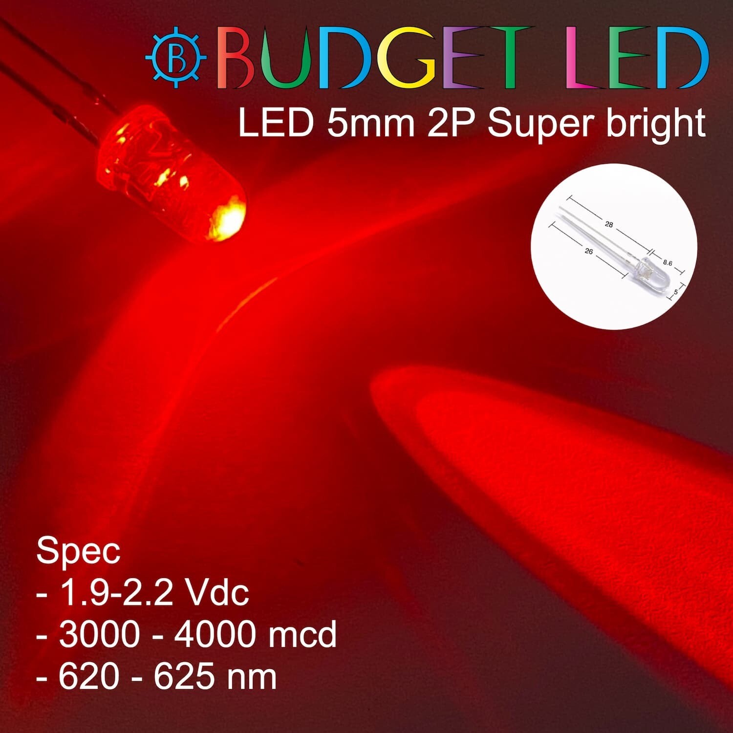 LED 5mm 2P S/P Red Color (B)