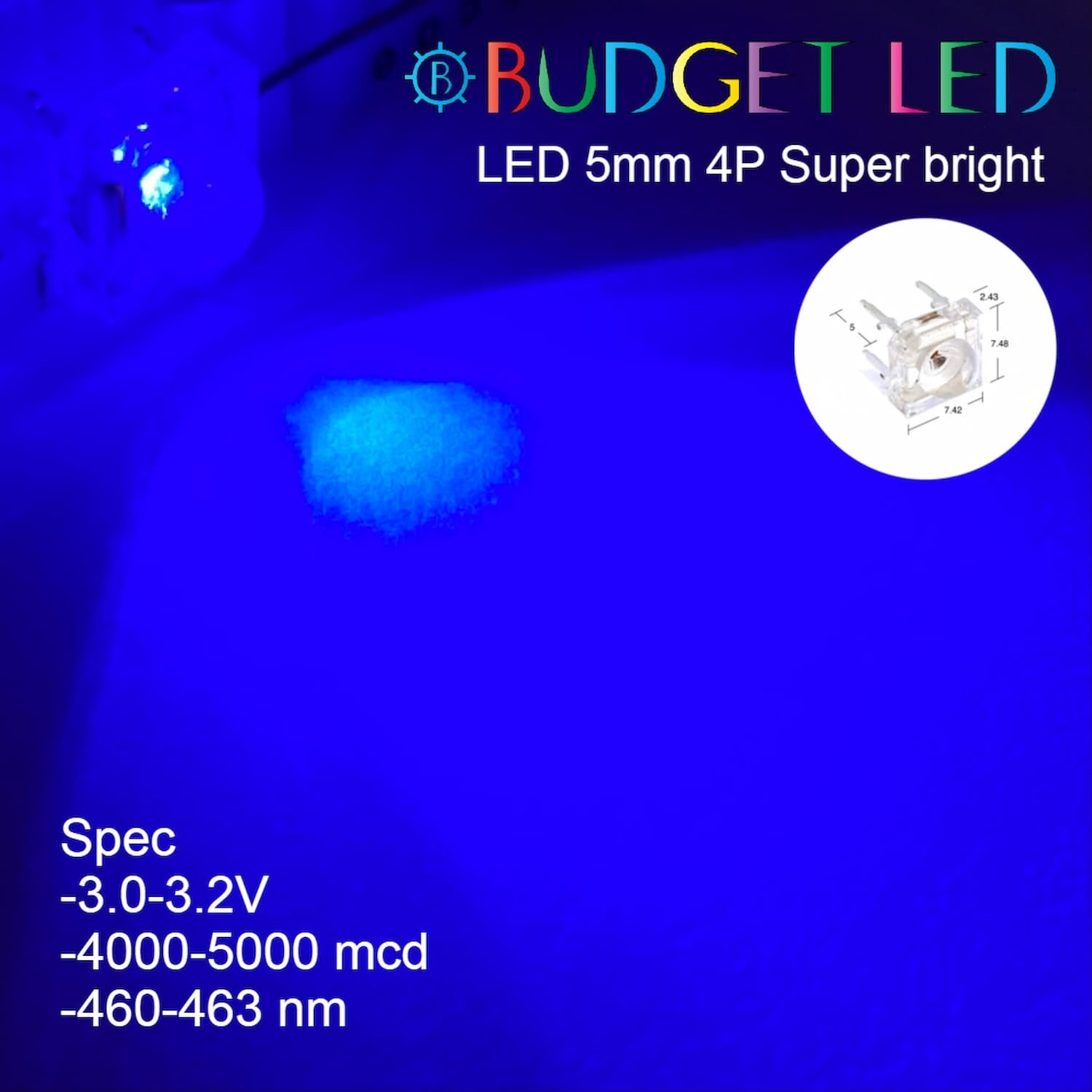 LED 5mm 4P Blue Color (B)