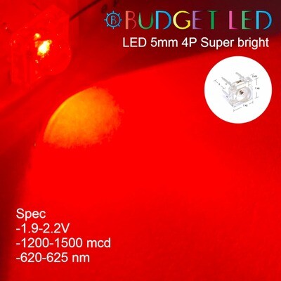 LED 5mm 4P Red Color (B)