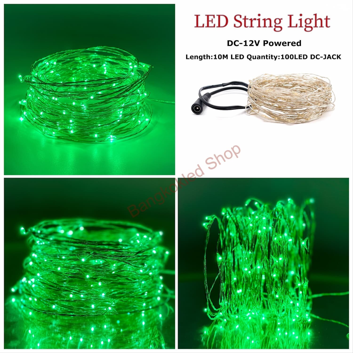 LED rice grain light, steady10M/100LED    Green