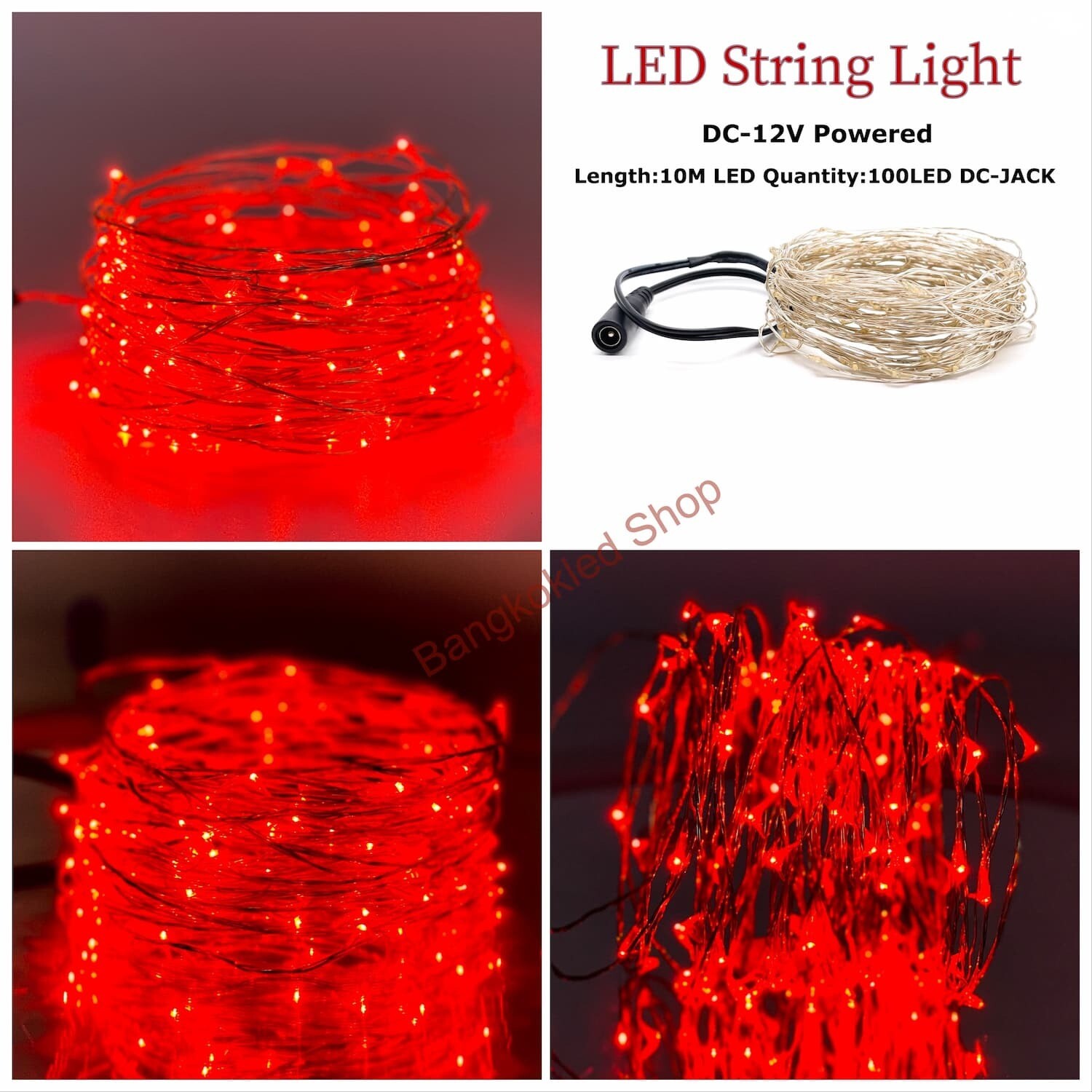 LED rice grain light, steady 10M/100LED   Red