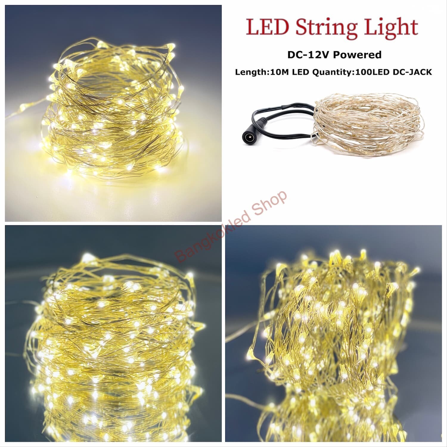 LED rice grain light, steady10M/100LED    Warm White