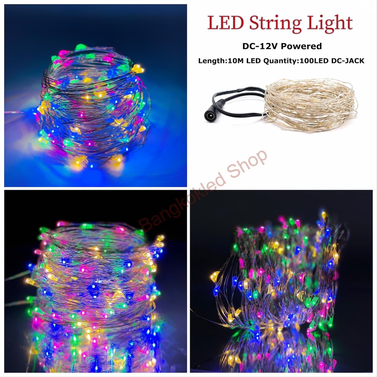 LED rice grain light, steady 10M/100LED    RGB