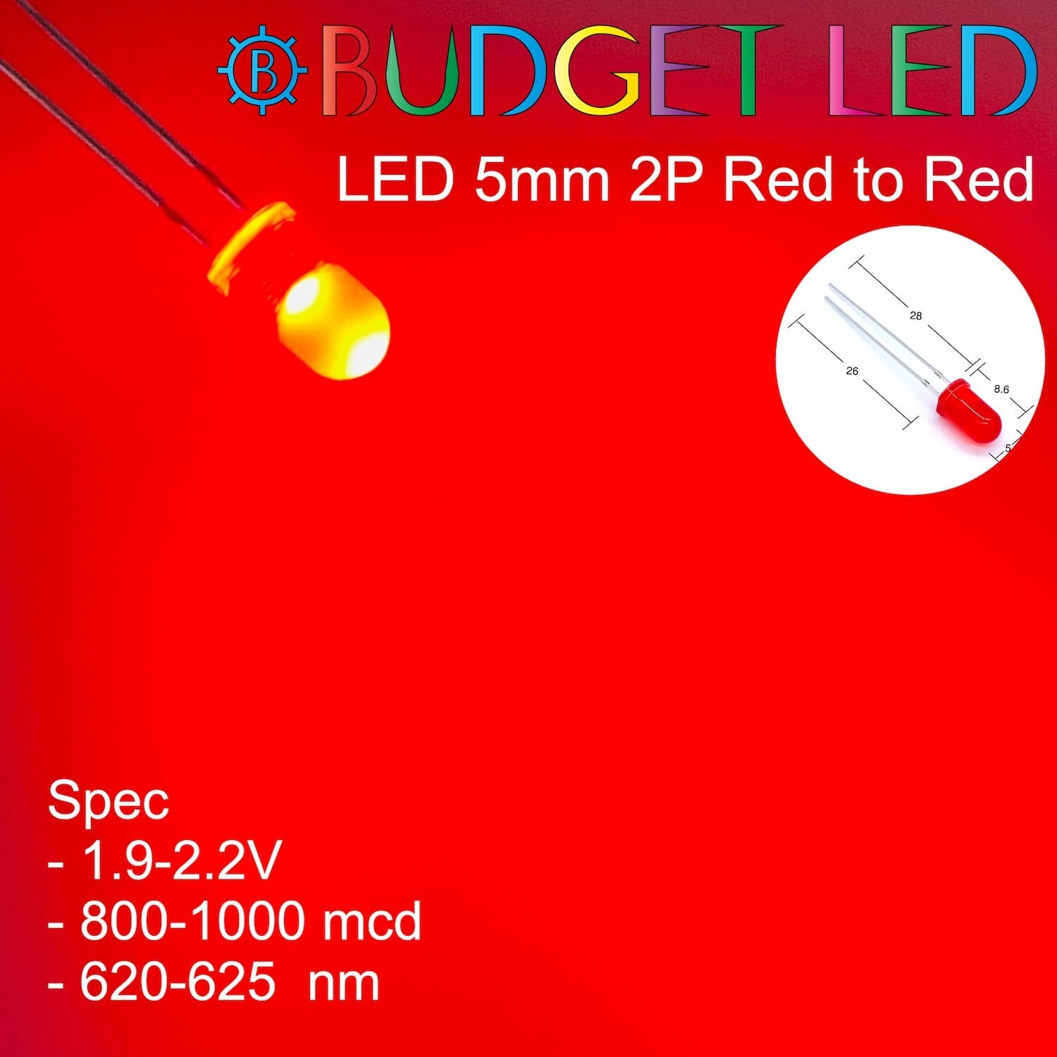 LED 5mm 2P Red to Red Color