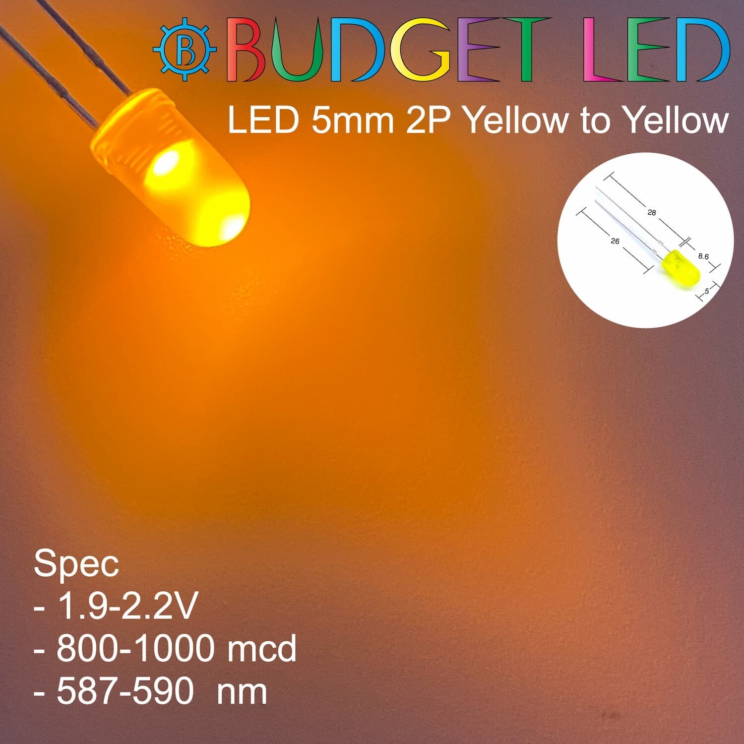 LED 5mm 2P Yellow to Yellow Color