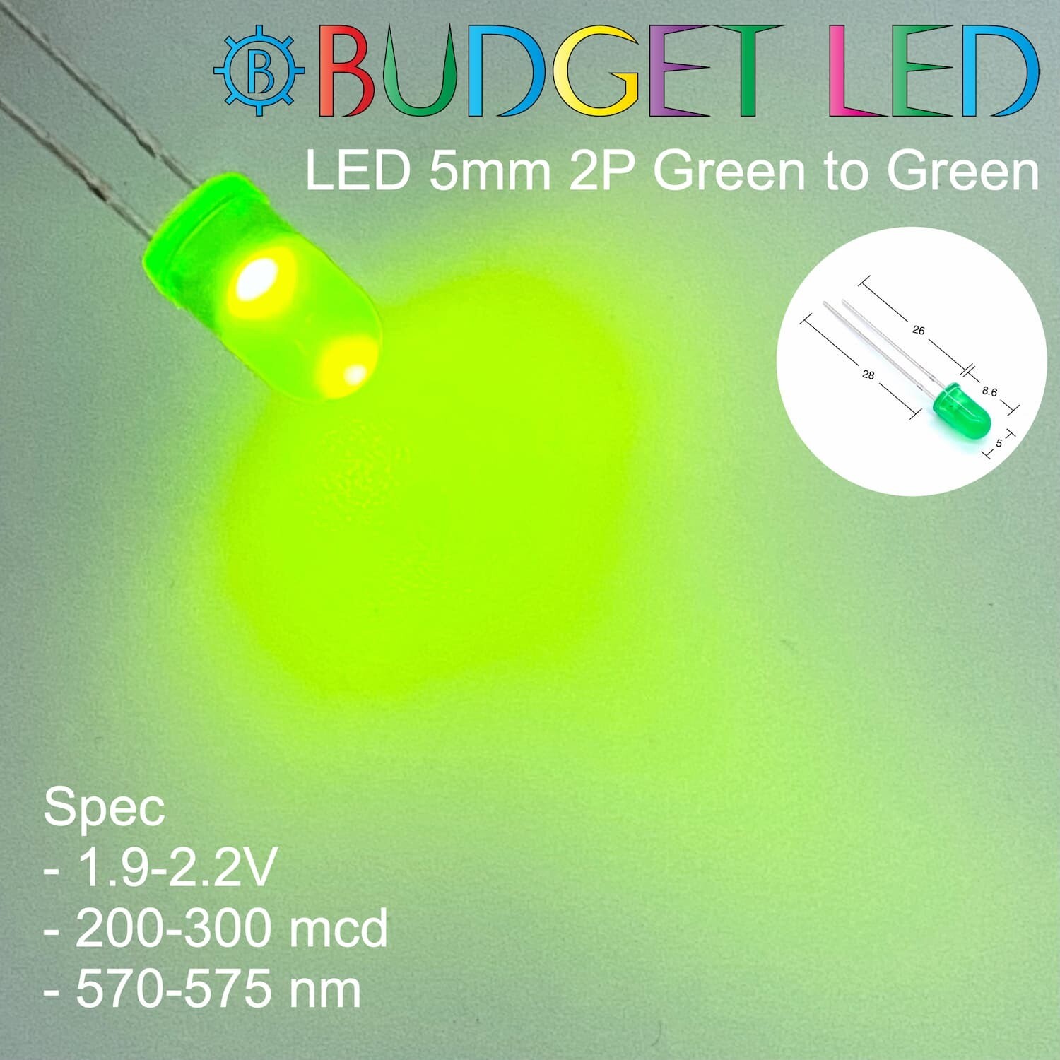 LED mm 2P Green to Green Color