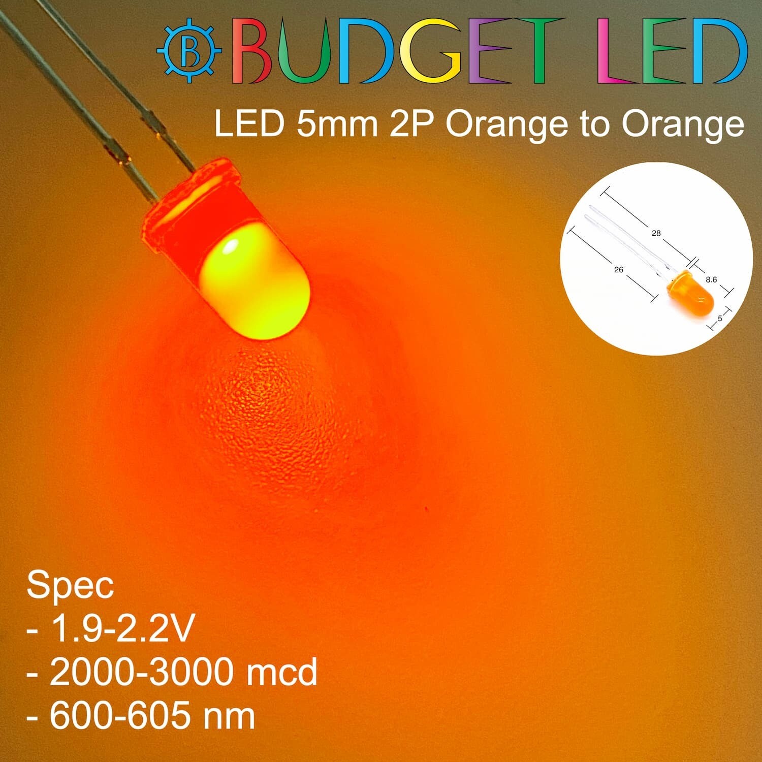 LED 5mm 2P Orange to Orange Color