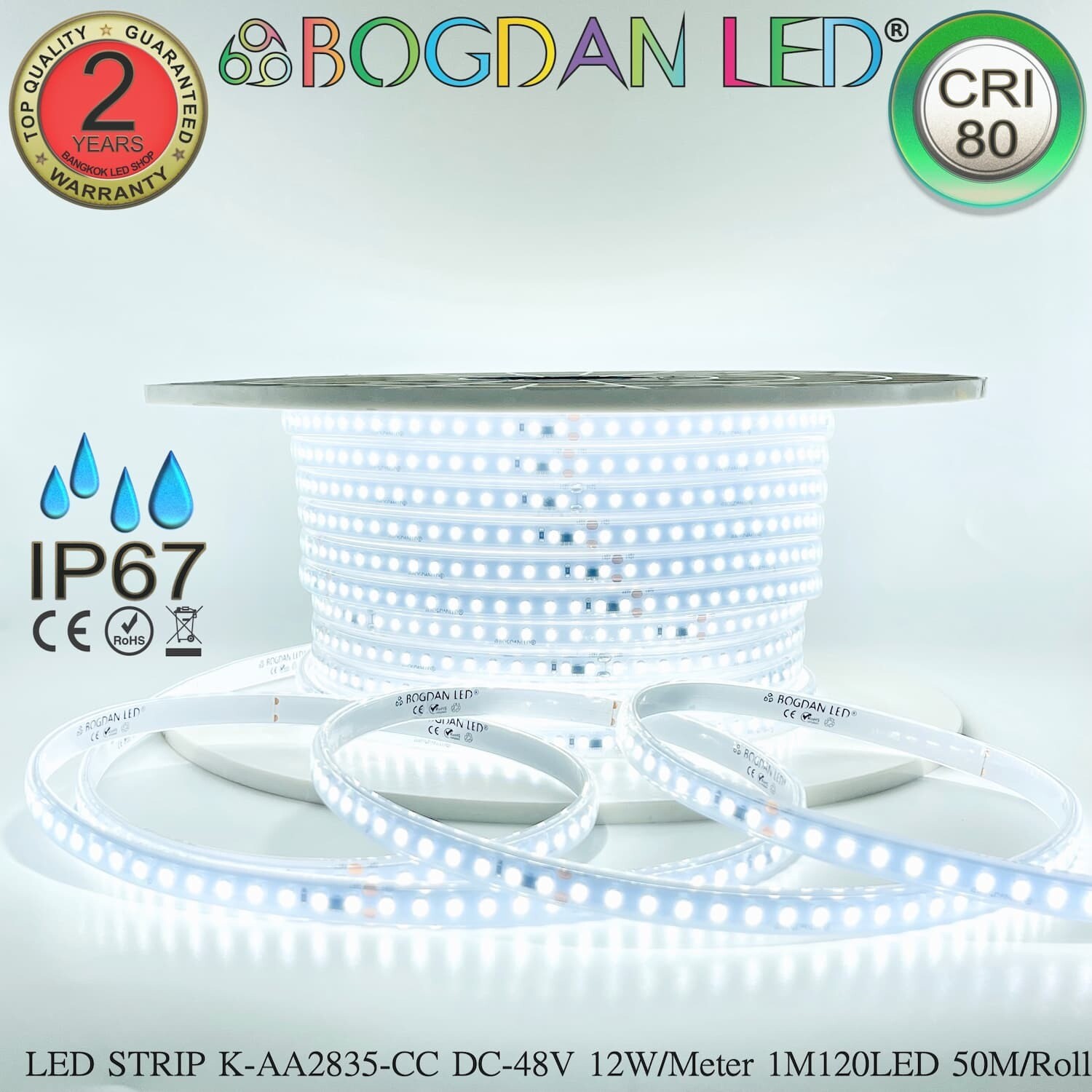 LED STRIP K-AA2835-CC-120-6500K DC-48V IP67 Waterproof