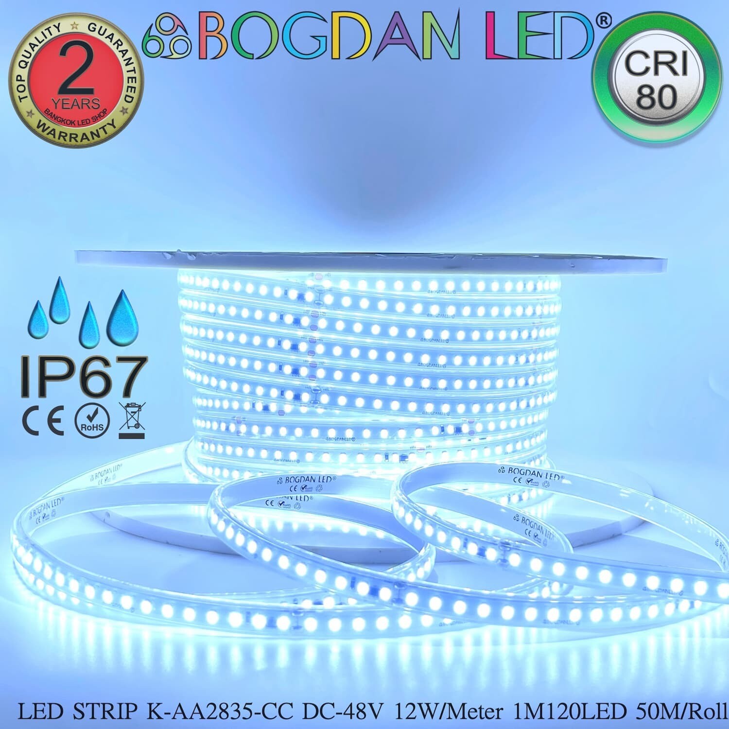 LED STRIP K-AA2835-CC-120-10000K DC-48V IP67 Waterproof