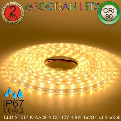 LED STRIP K-AA2835-60-3000K DC-12V IP67 BOGDAN LED