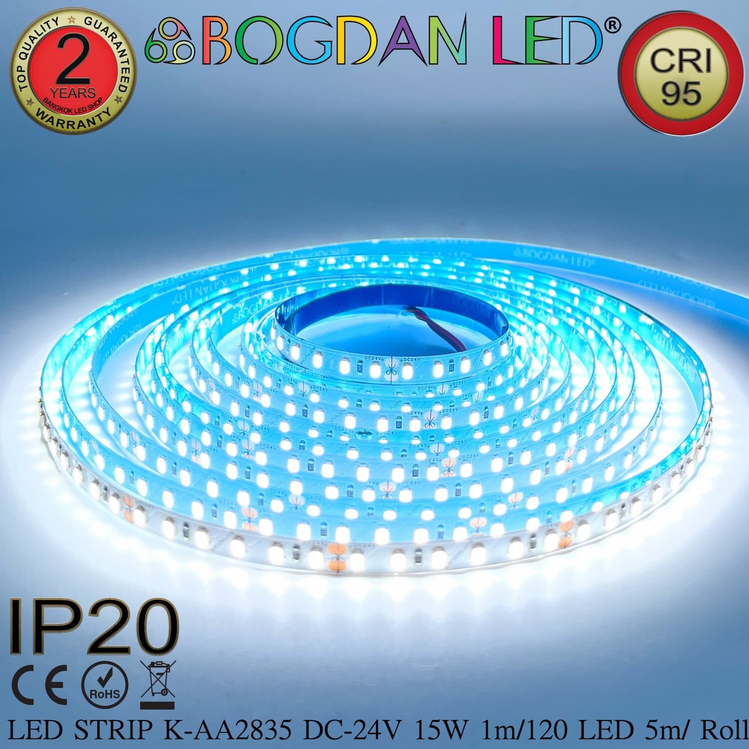 LED STRIP K-AA2835-120-6500K DC-24V IP20 BOGDAN LED
