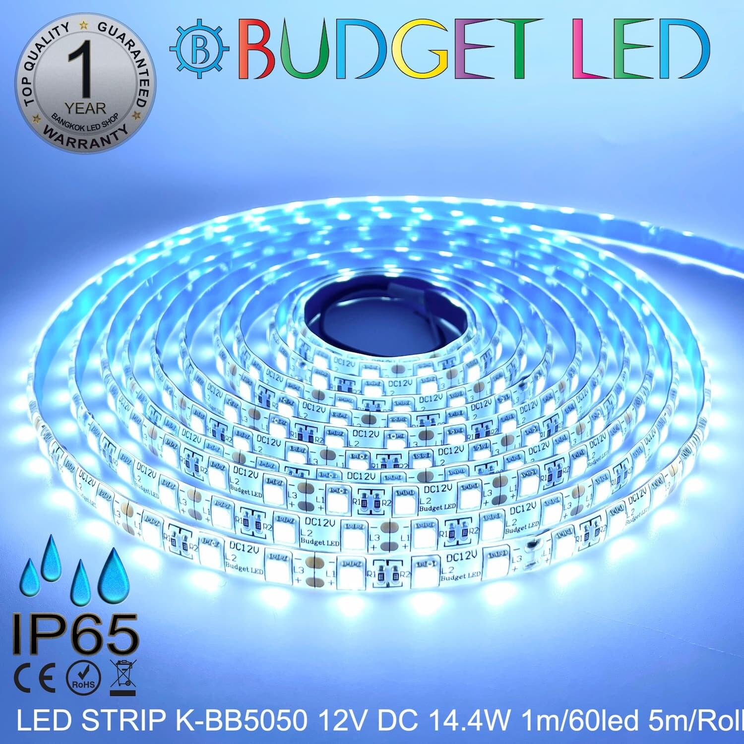 LED STRIP K-BB5050-9000K DC-12V IP65 BUDGETLED LED STRIP K-BB5050-9000K DC-12V IP65 BUDGETLED