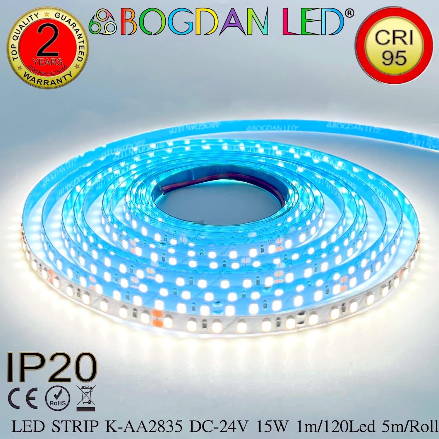 LED STRIP K-AA2835-120-5000K DC-24V IP20 BOGDAN LED
