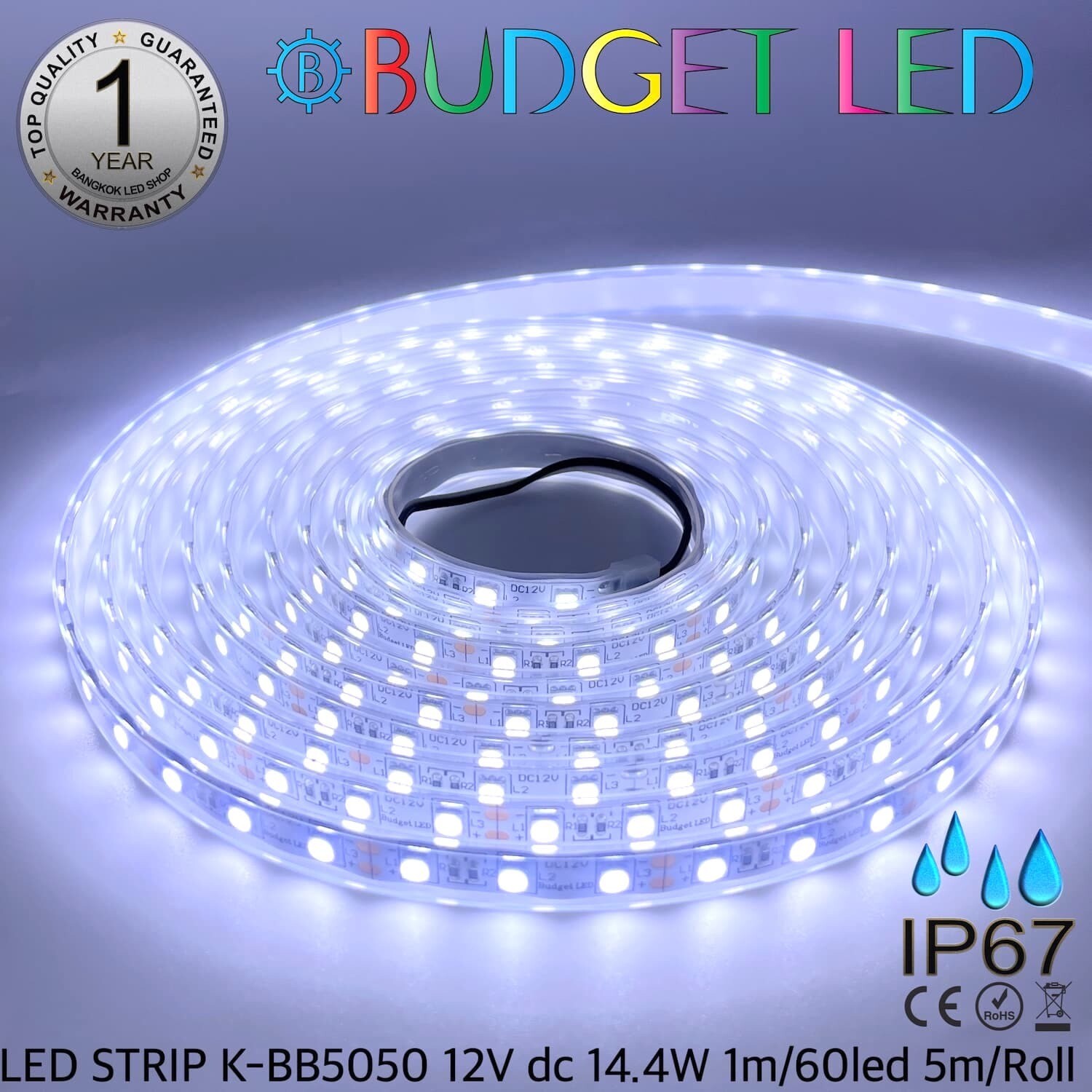 LED STRIP K-BB5050-10000K DC-12V IP67 BUDGET LED