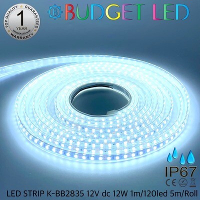 LED STRIP K-BB2835-10000K DC-12V IP67 BUDGET LED
