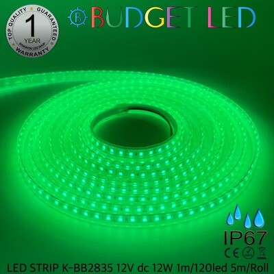 LED STRIP K-BB2835-GREEN DC-12V IP67 BUDGET LED