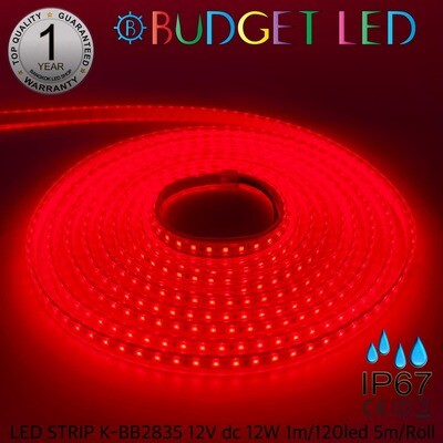 LED STRIP K-BB2835-RED DC-12V IP67 BUDGET LED