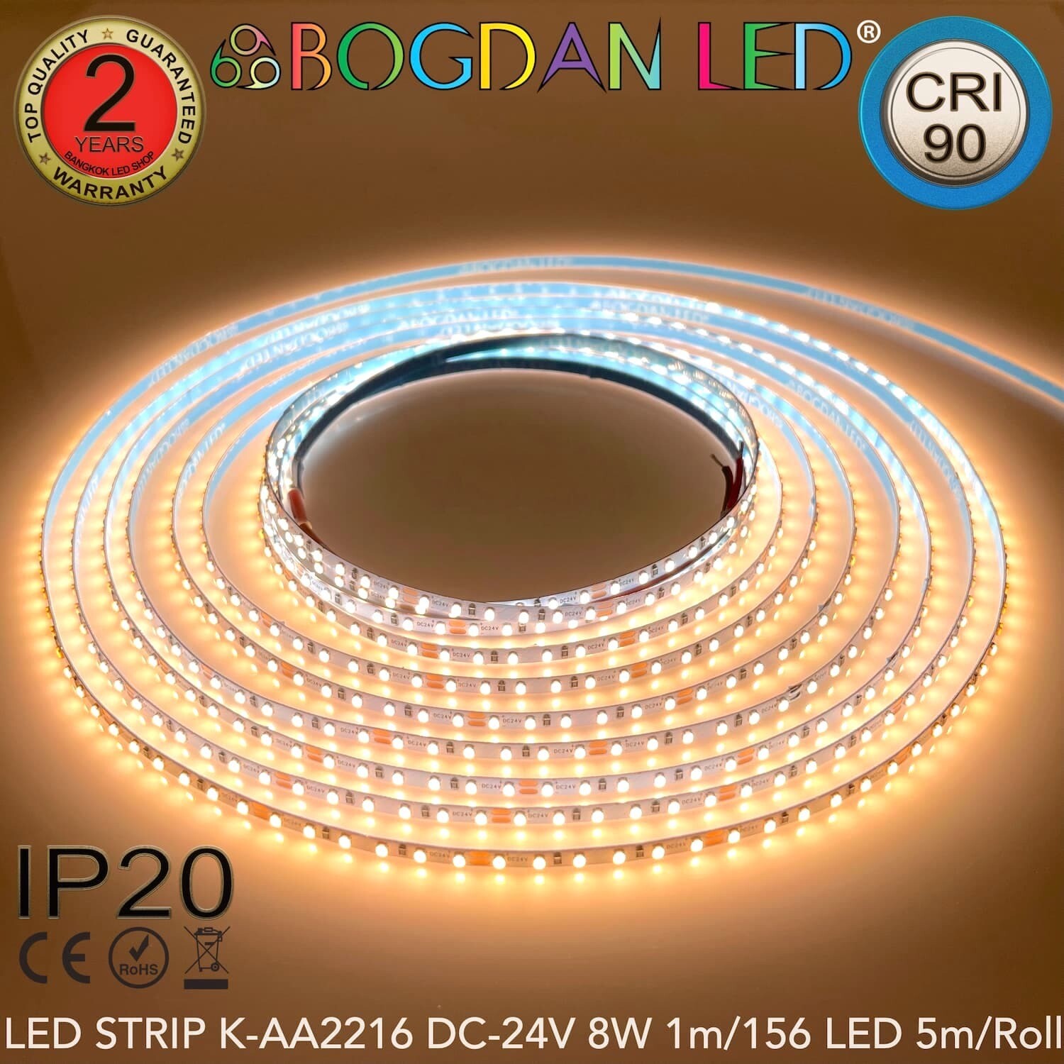 LED STRIP K-AA2216-156-3000K DC-24V IP20 BOGDAN LED