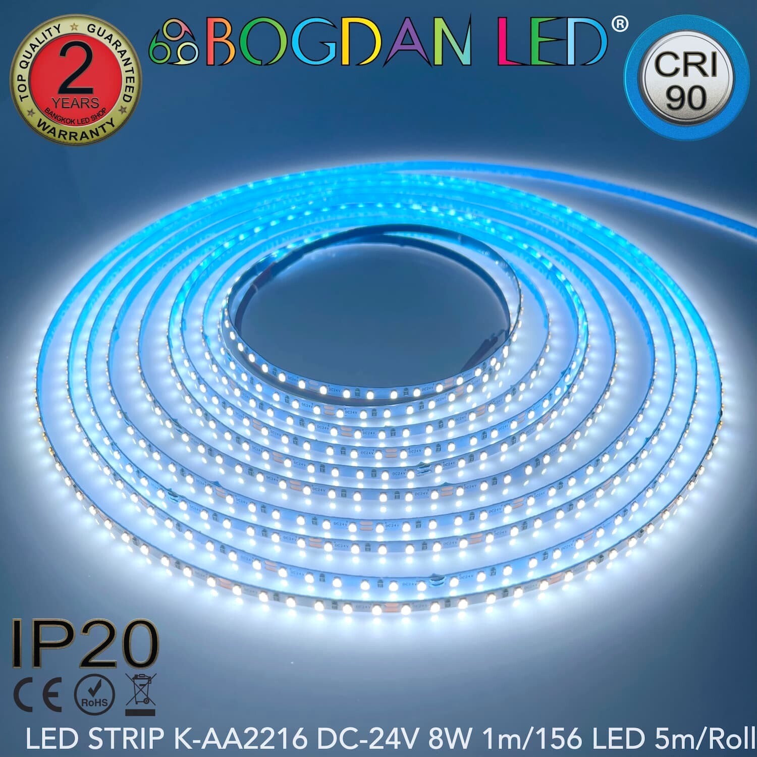 LED STRIP K-AA2216-156-6500K DC-24V IP20 BOGDAN LED