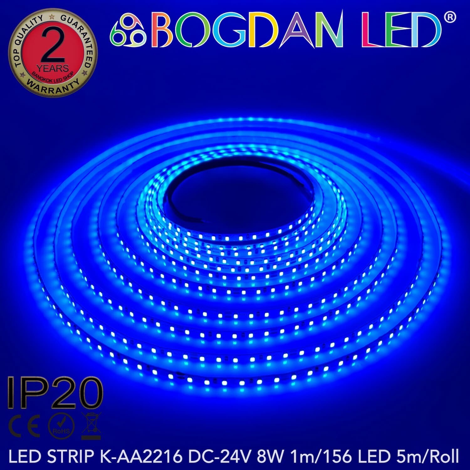 LED STRIP K-AA2216-156-BLUE DC-24V IP20 BOGDAN LED