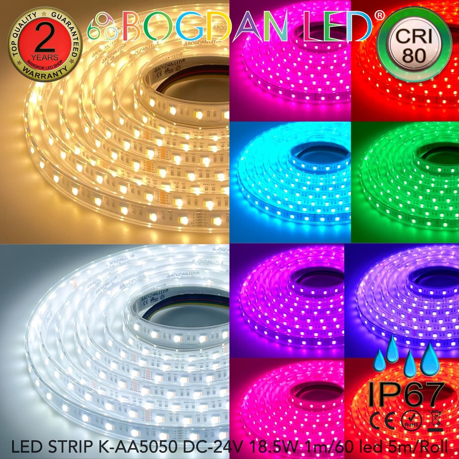 LED STRIP K-AA5050-RGB+CCT IP67 DC-24V BOGDAN LED