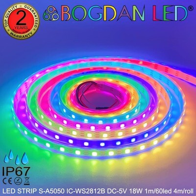 LED A5050 RGB-IC WS2812B 1M/60LED 5V IP-67 LED A5050 RGB-IC WS2812B 1M/60LED 5V IP-67