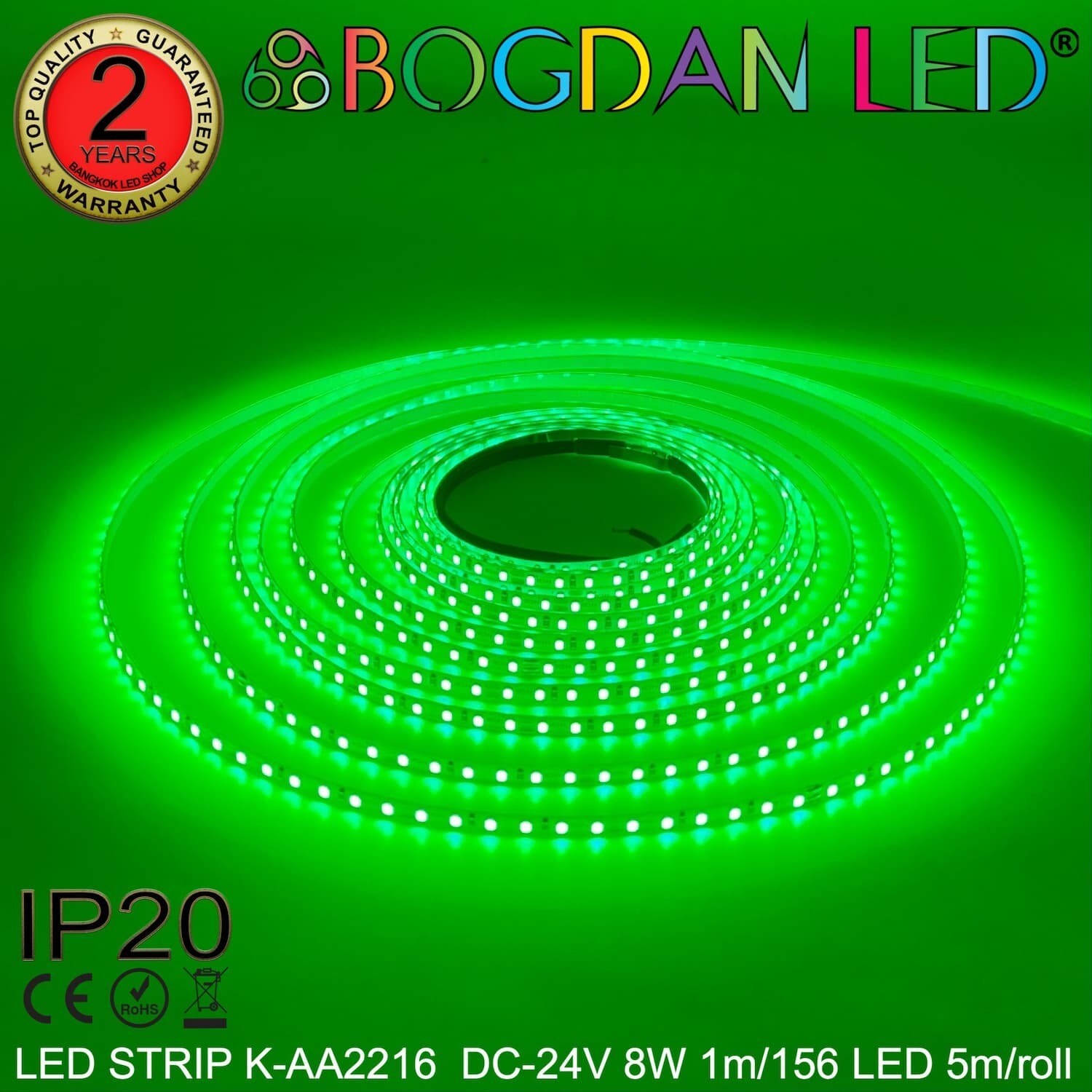 LED STRIP K-AA2216-156-GREEN DC-24V IP20 BOGDAN LED