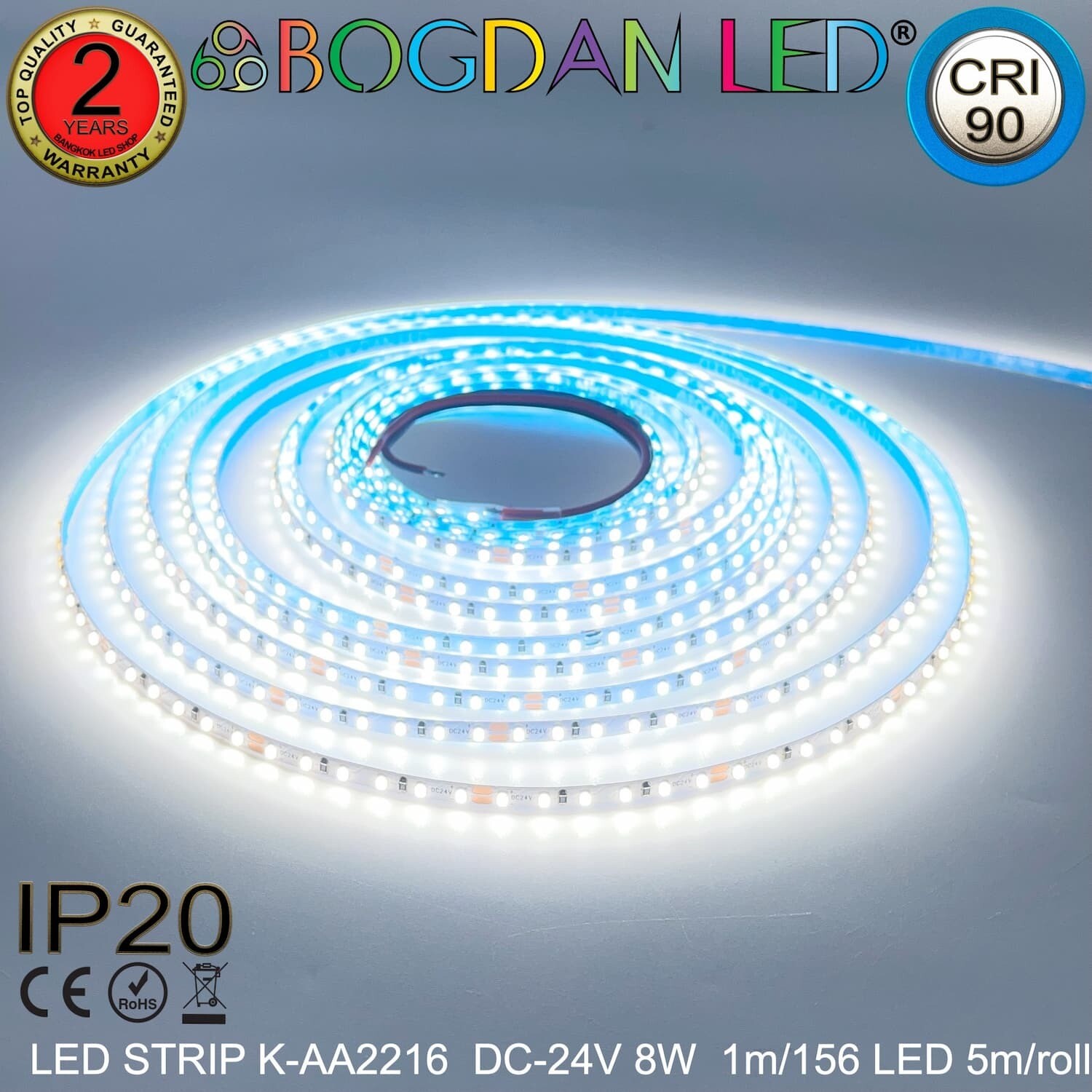 LED STRIP K-AA2216-156-5000K DC-24V IP20 BOGDAN LED