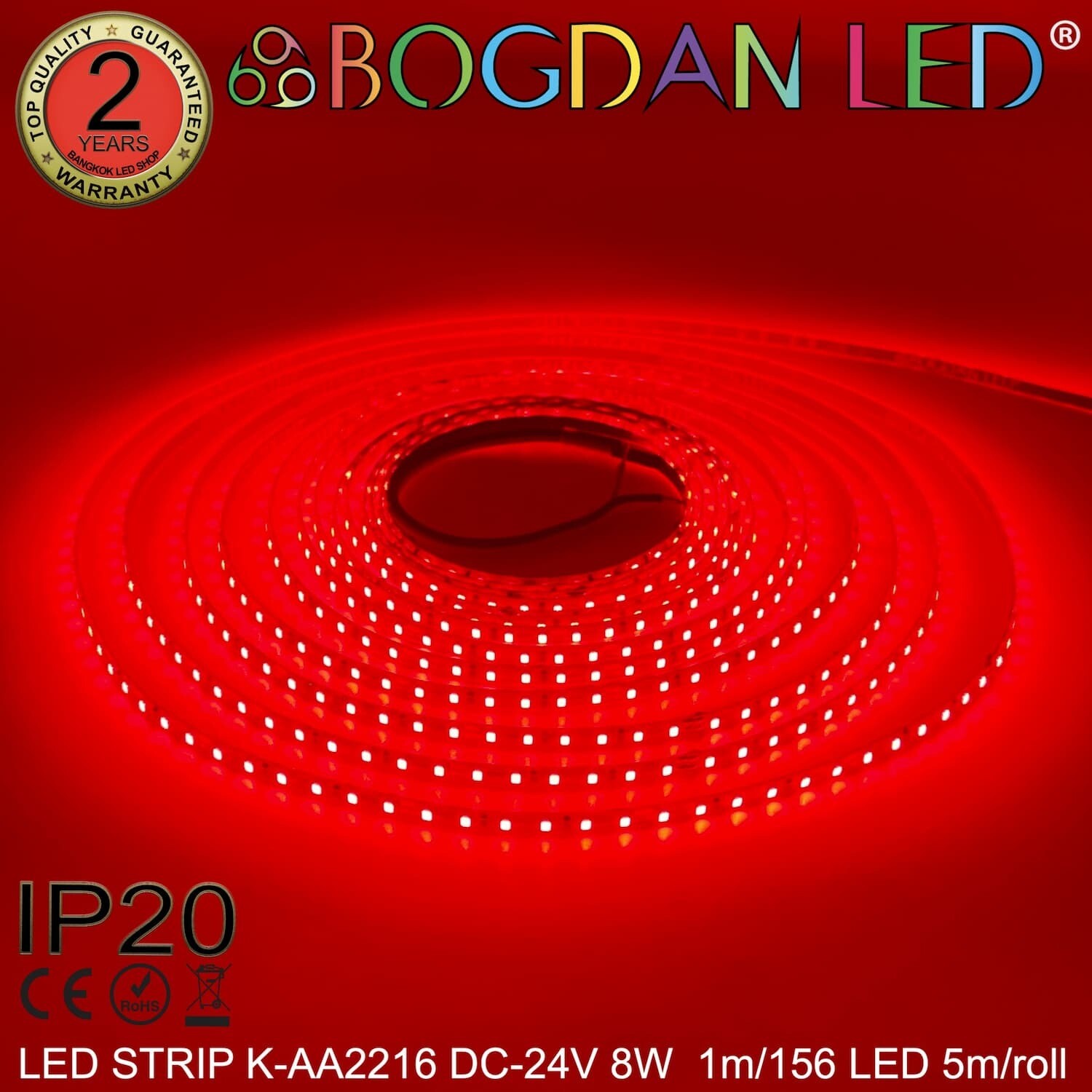 LED STRIP K-AA2216-156-RED DC-24V IP20 BOGDAN LED