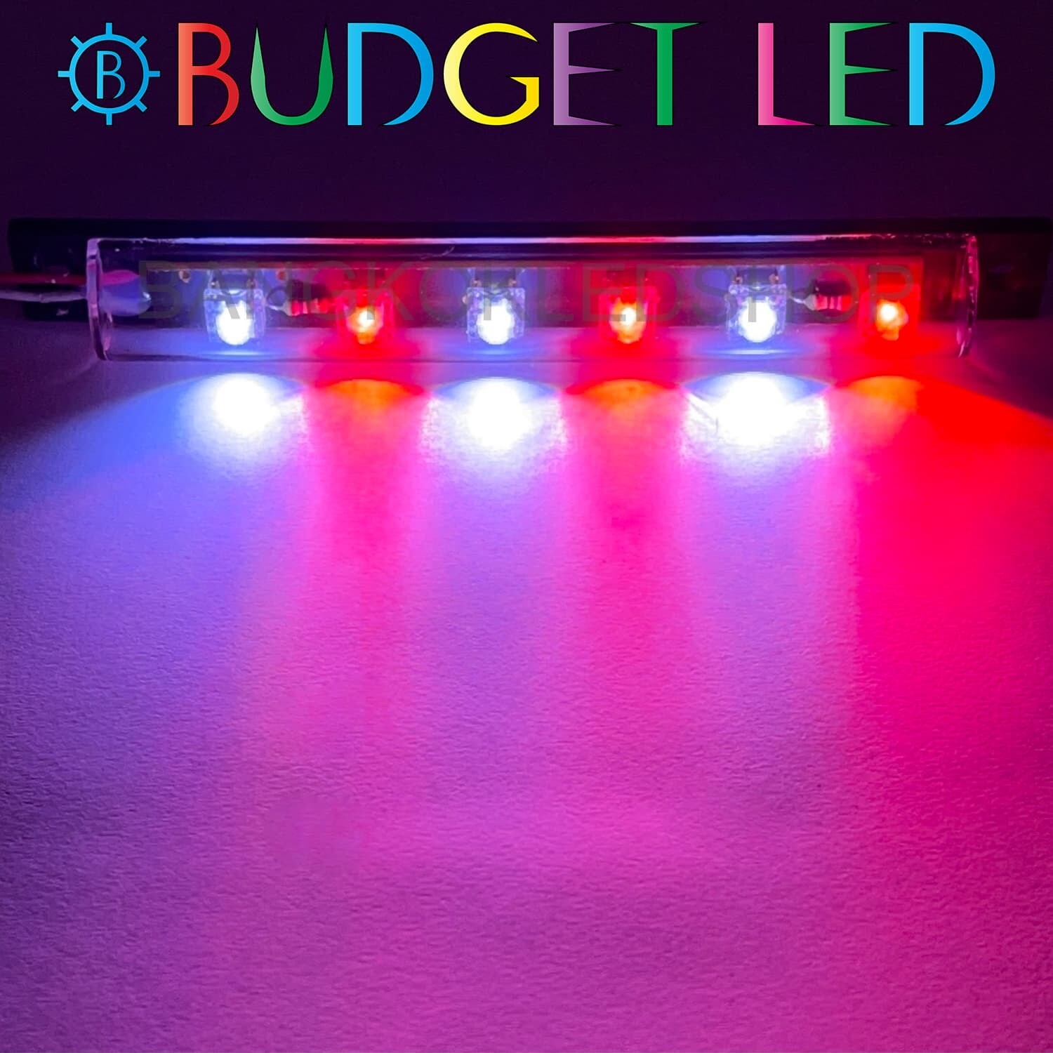 LED 6 ดวง แป้นดำ ติดนิ่ง 12V DC สีขาว-แดง