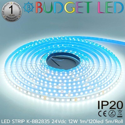 LED STRIP K-BB2835-6500K DC-24V IP20 BUDGET LED LED STRIP K-BB2835-6500K DC-24V IP20 BUDGET LED