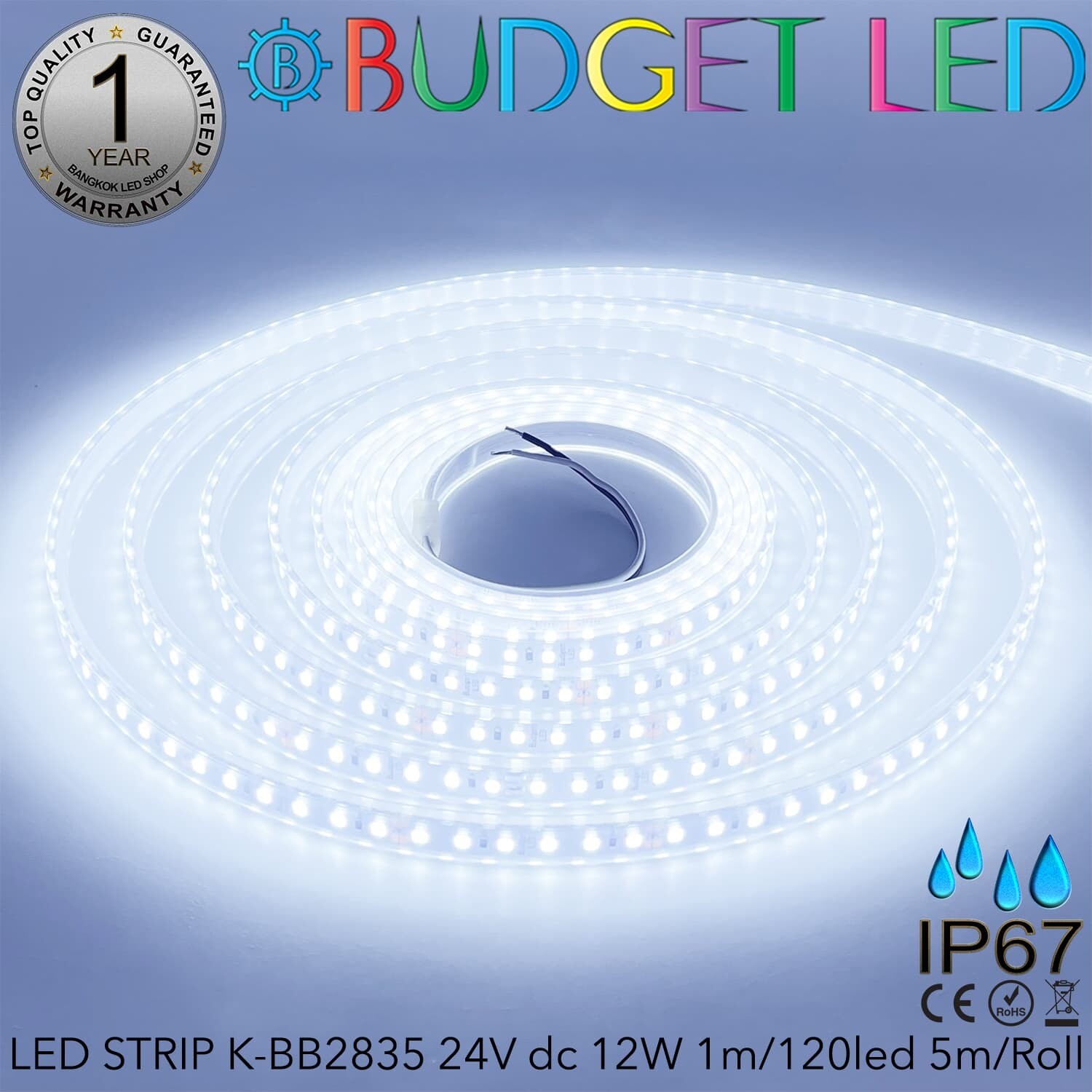 LED STRIP K-BB2835-10000K DC-24V IP67 BUDGET LED LED STRIP K-BB2835-10000K DC-24V IP67 BUDGET LED