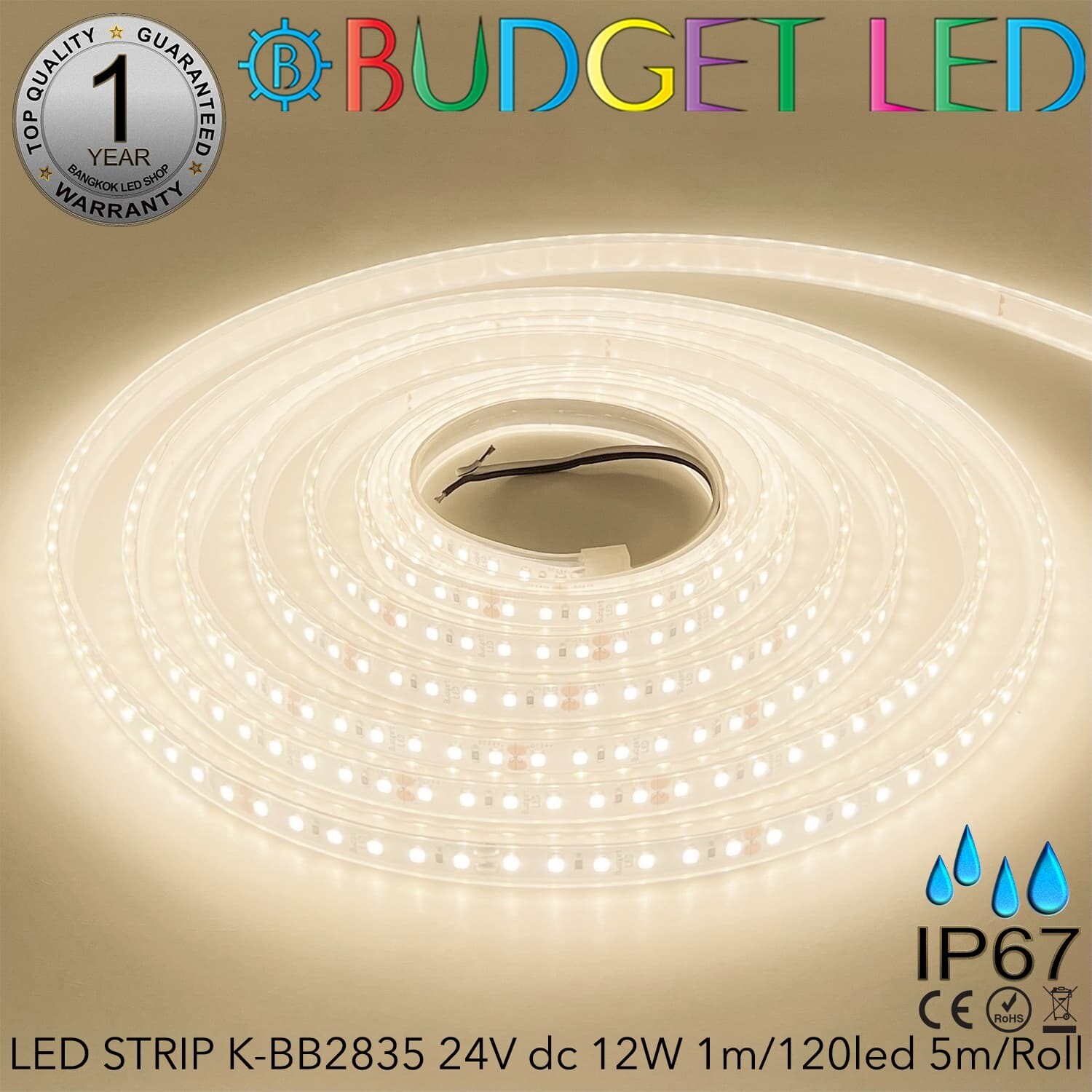 LED STRIP K-BB2835-4000K DC-24V IP67 BUDGET LED LED STRIP K-BB2835-4000K DC-24V IP67 BUDGET LED