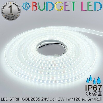 LED STRIP K-BB2835-6500K DC-24V IP67 BUDGET LED LED STRIP K-BB2835-6500K DC-24V IP67 BUDGET LED